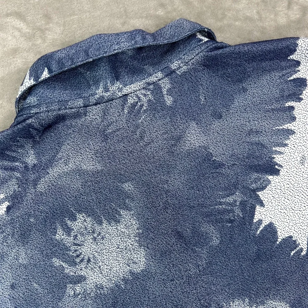 Adidas Golf Polo Shirt Mens XL Blue White Abstract Floral Mesh Performance Pique